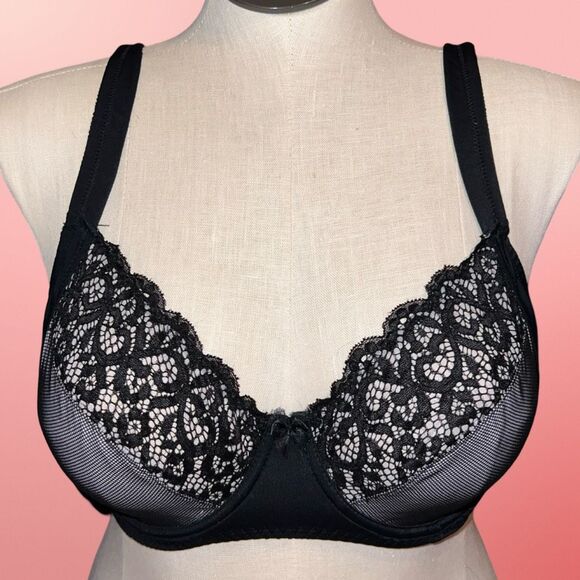 Full Figure Curvy Muse Black Lace Bra Size 40C - Picture 1 of 5